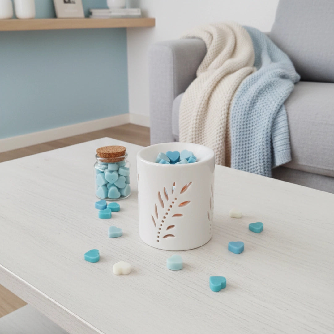 Minis fondants parfumés coeurs couleur bleu , avec brûle parfum, ambiance cocooning, cire de soja, parfums de grasse, made in france, carcassonne