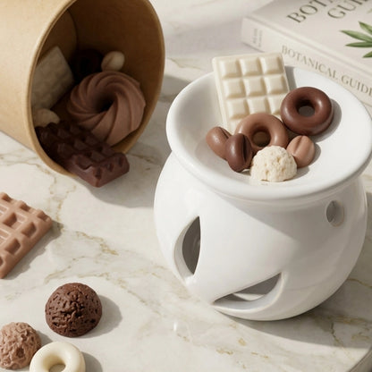 Box gourmande fondants, donuts, glace, café, chocolat avec brûle pafum